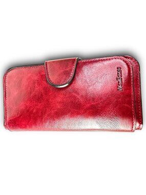 MenSense Burgandy Genuine Leather Wallet Card Slots ID Window NIP Versatile